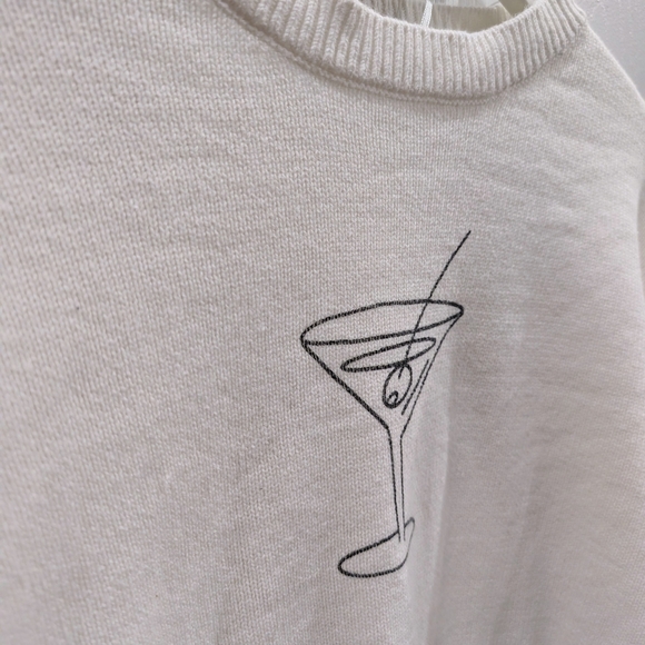 moon & madison White Sweater with Martini Design - Picture 4 of 5